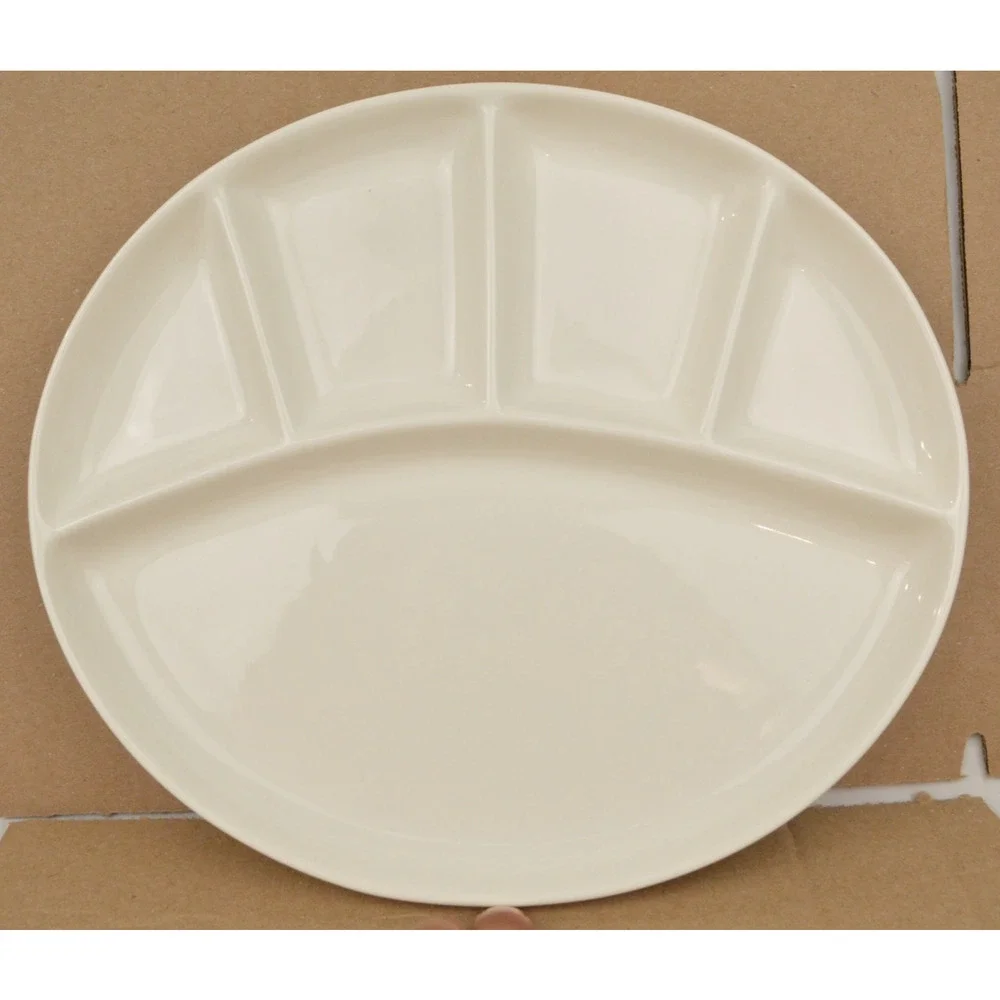 Williams Sonoma White Divided Fondue Plates 11.5